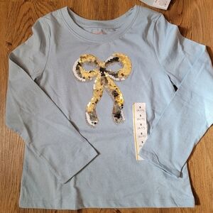 NWT Long Sleeve Flip Sequin Bow Tshirt Cat and Jack Siz Small 6-7